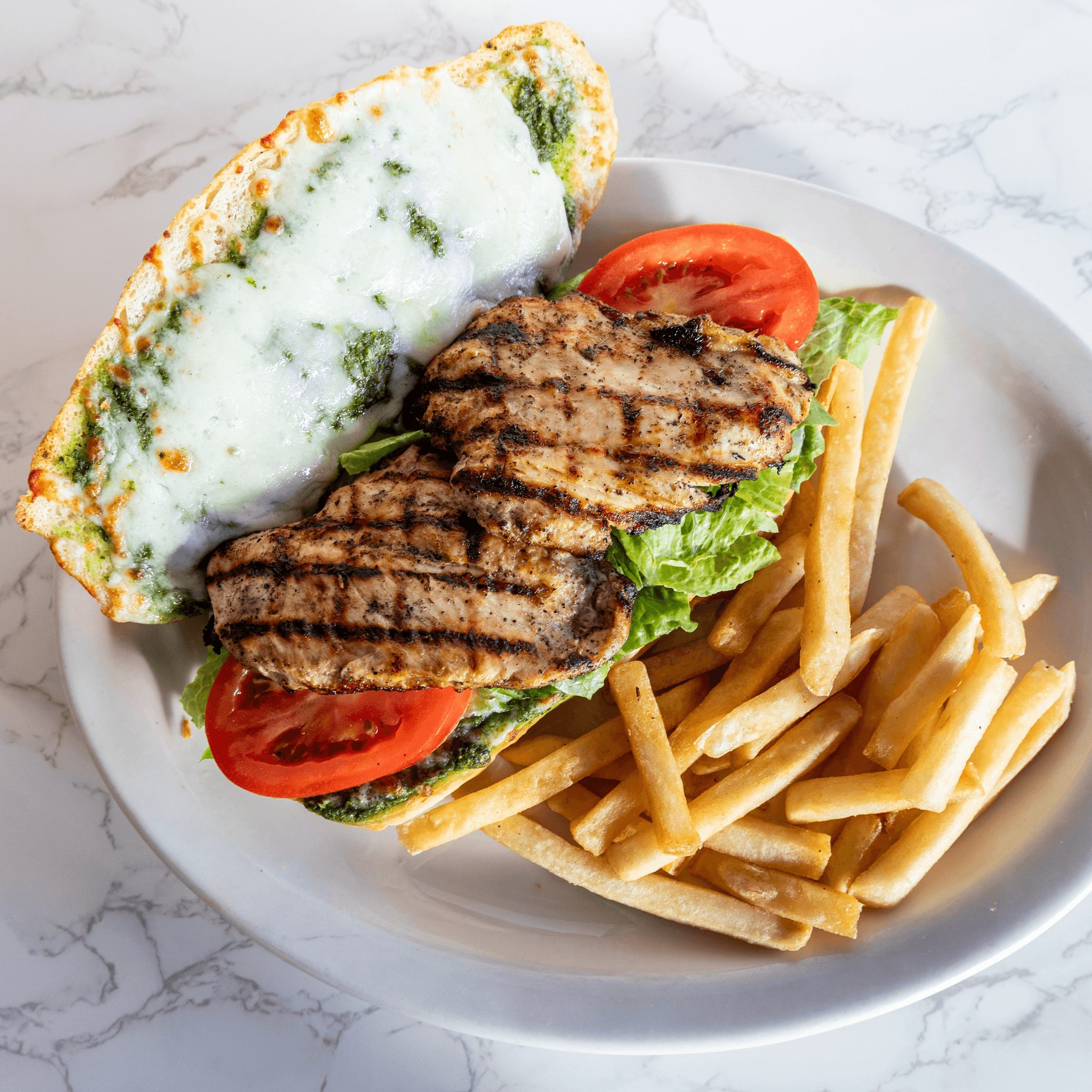 Grilled Chicken Pesto Sandwich.