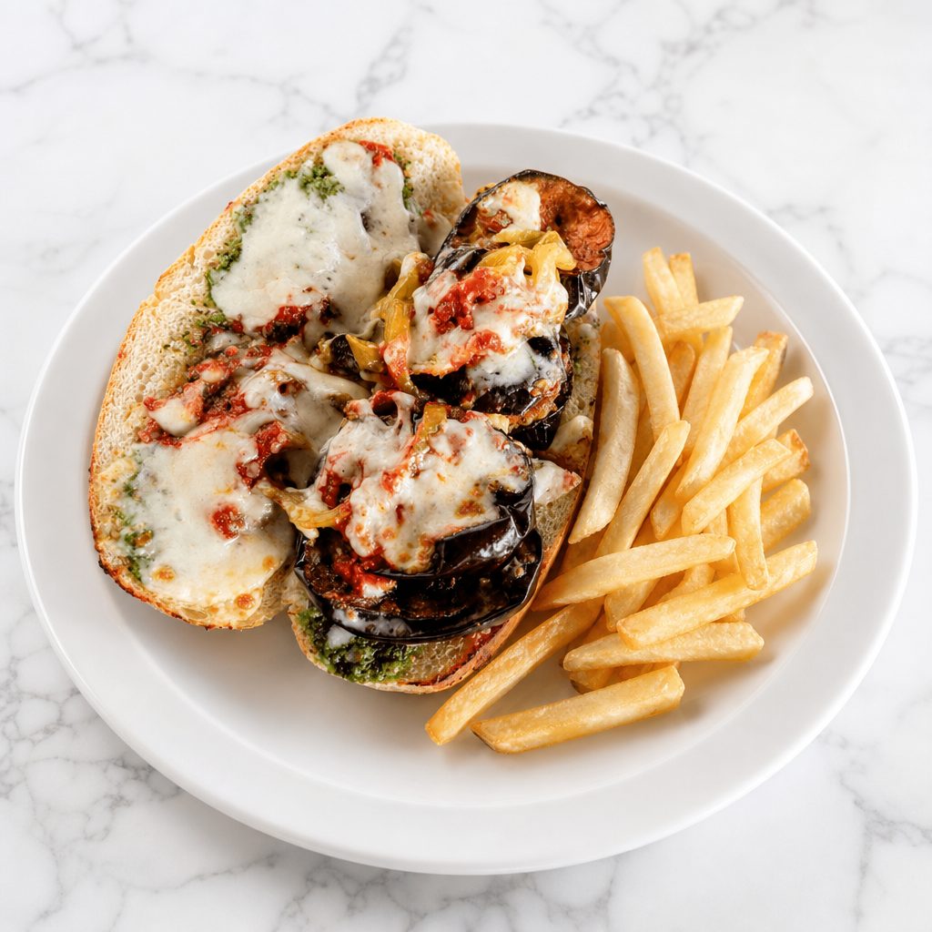 Eggplant Pesto Sandwich.