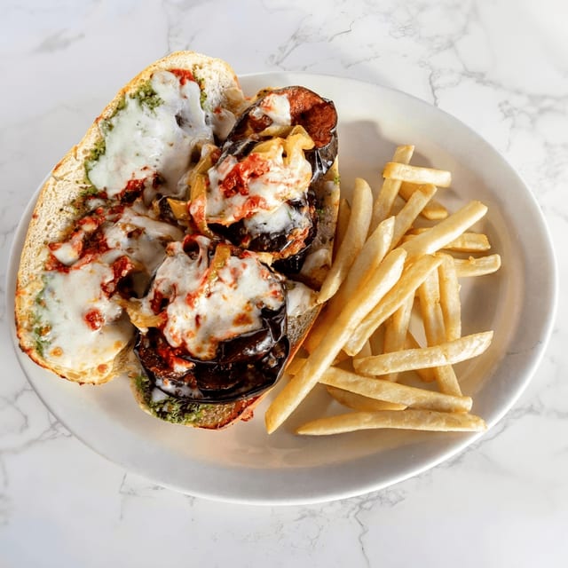 Eggplant Pesto Sandwich.